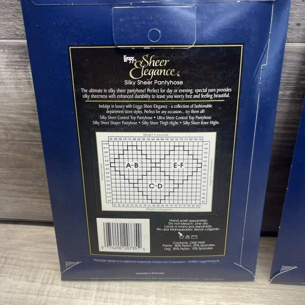 Leggs Sheer Elegance Silky Sheer Control Top Pantyhose True Navy EF Lot of 2